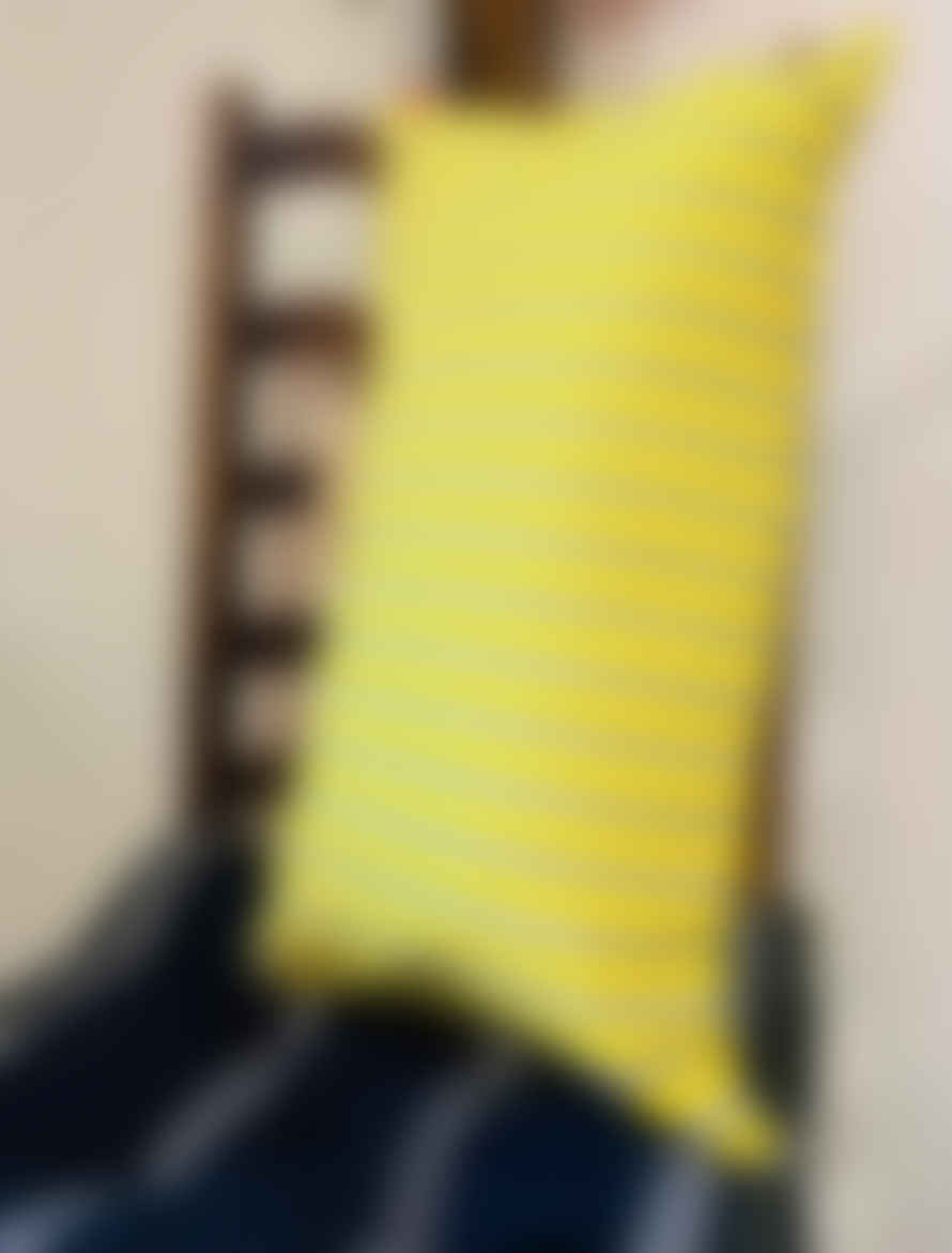 Afroart Yellow And Grey Stripy Cushion