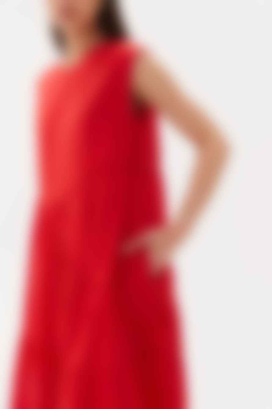 Tirelli Gathered Angle Tier Dress In Red