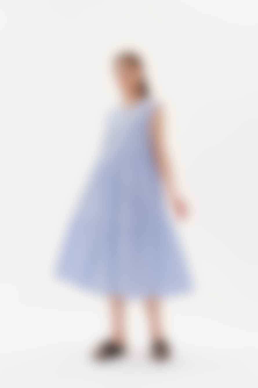 Tirelli Gathered Angle Tier Dress In Soft Blue
