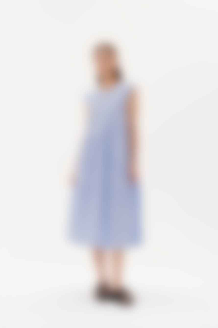 Tirelli Gathered Angle Tier Dress In Soft Blue