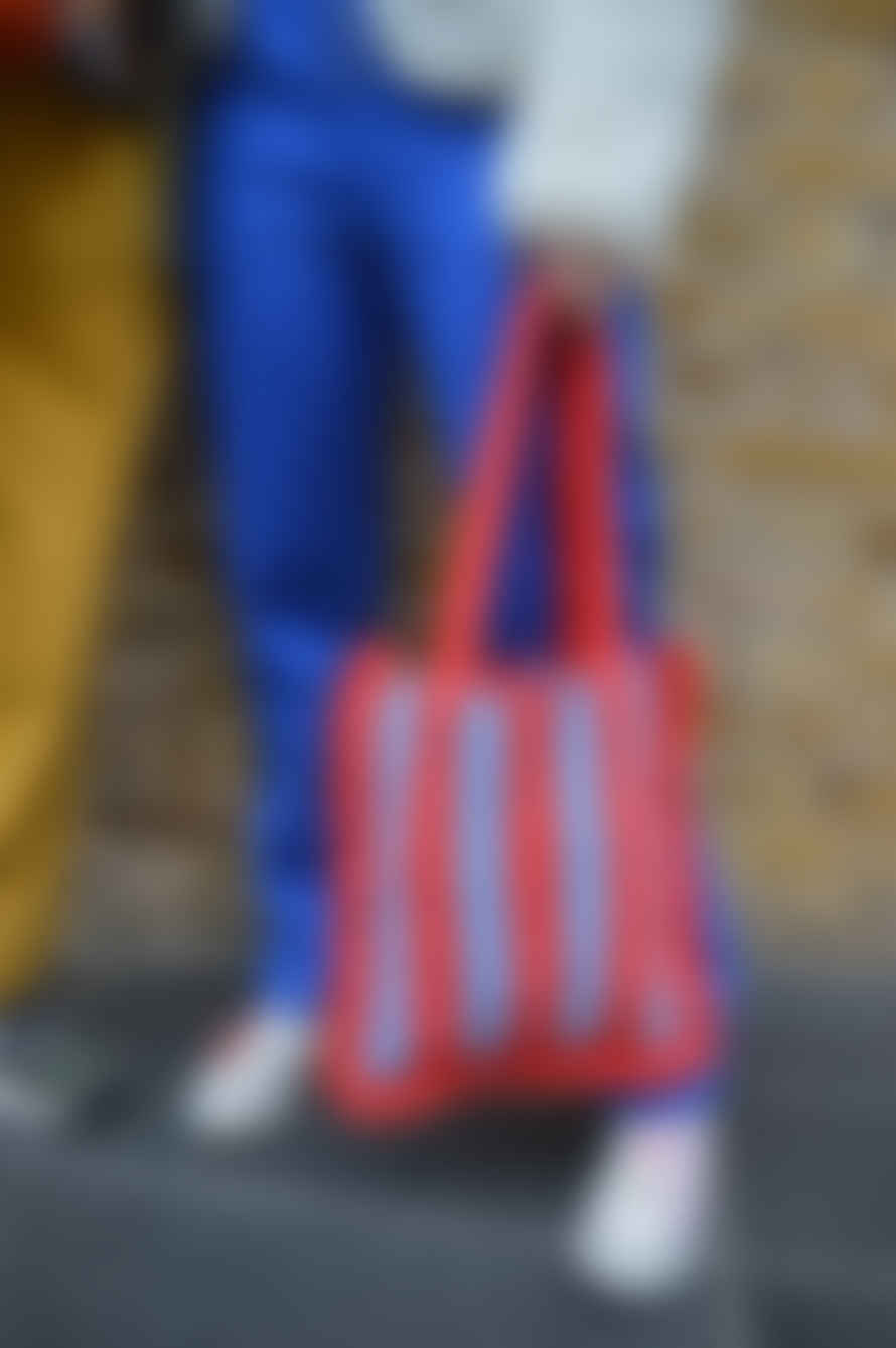 Damson Madder Stripe Frill Red & Blue Crochet Bag