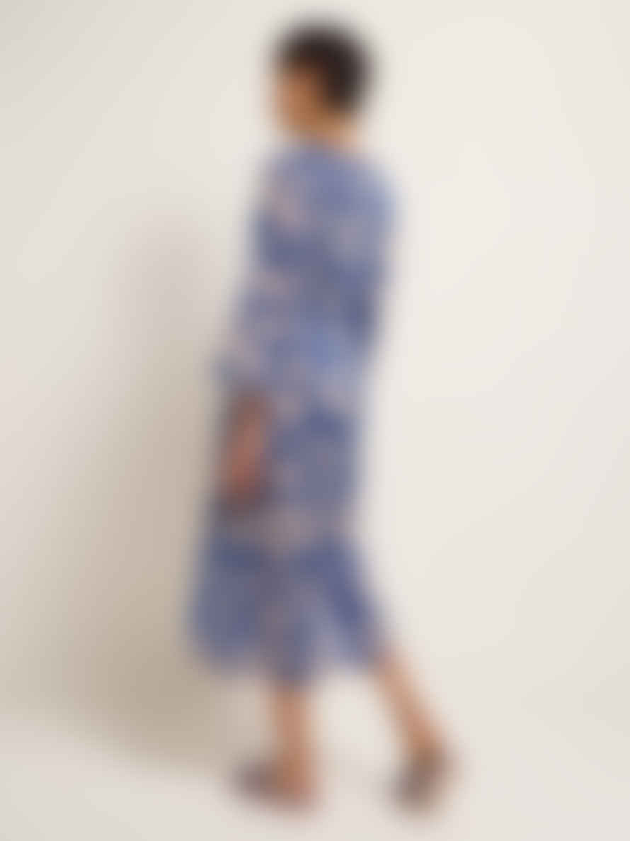 Lanius Graphic Dots Midi Dress - Blue