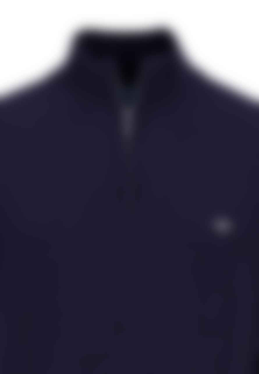 FYNCH-HATTON Navy Cotton Half Zip Sweater 