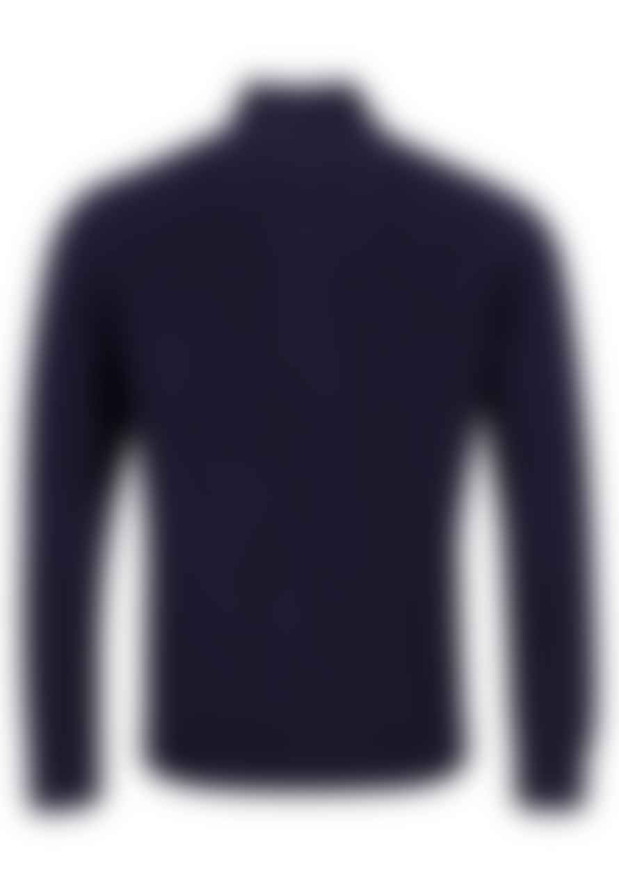 FYNCH-HATTON Navy Cotton Half Zip Sweater 