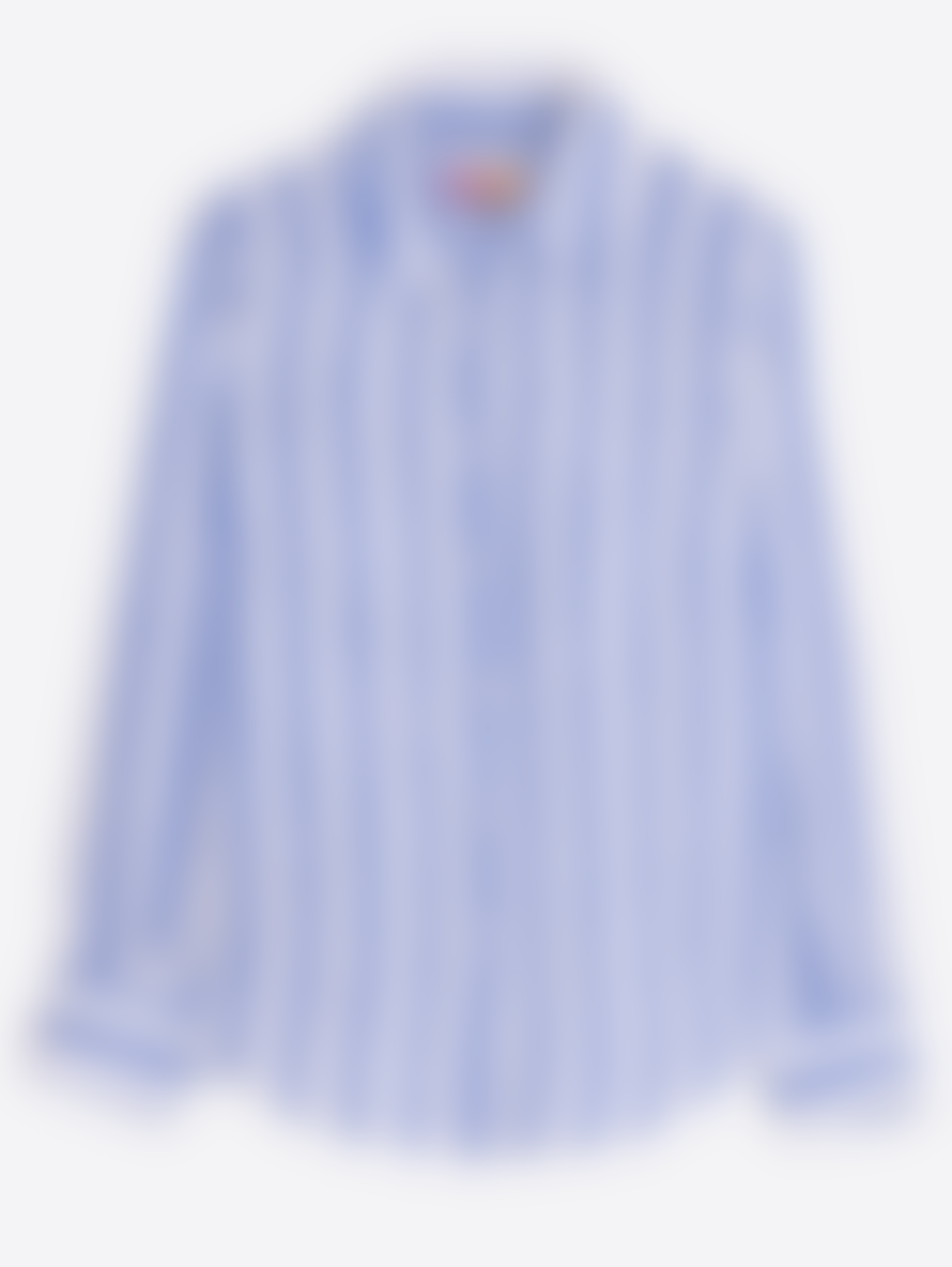 Vilagallo Mafalda Pure Linen Stripe Blue Shirt 31216