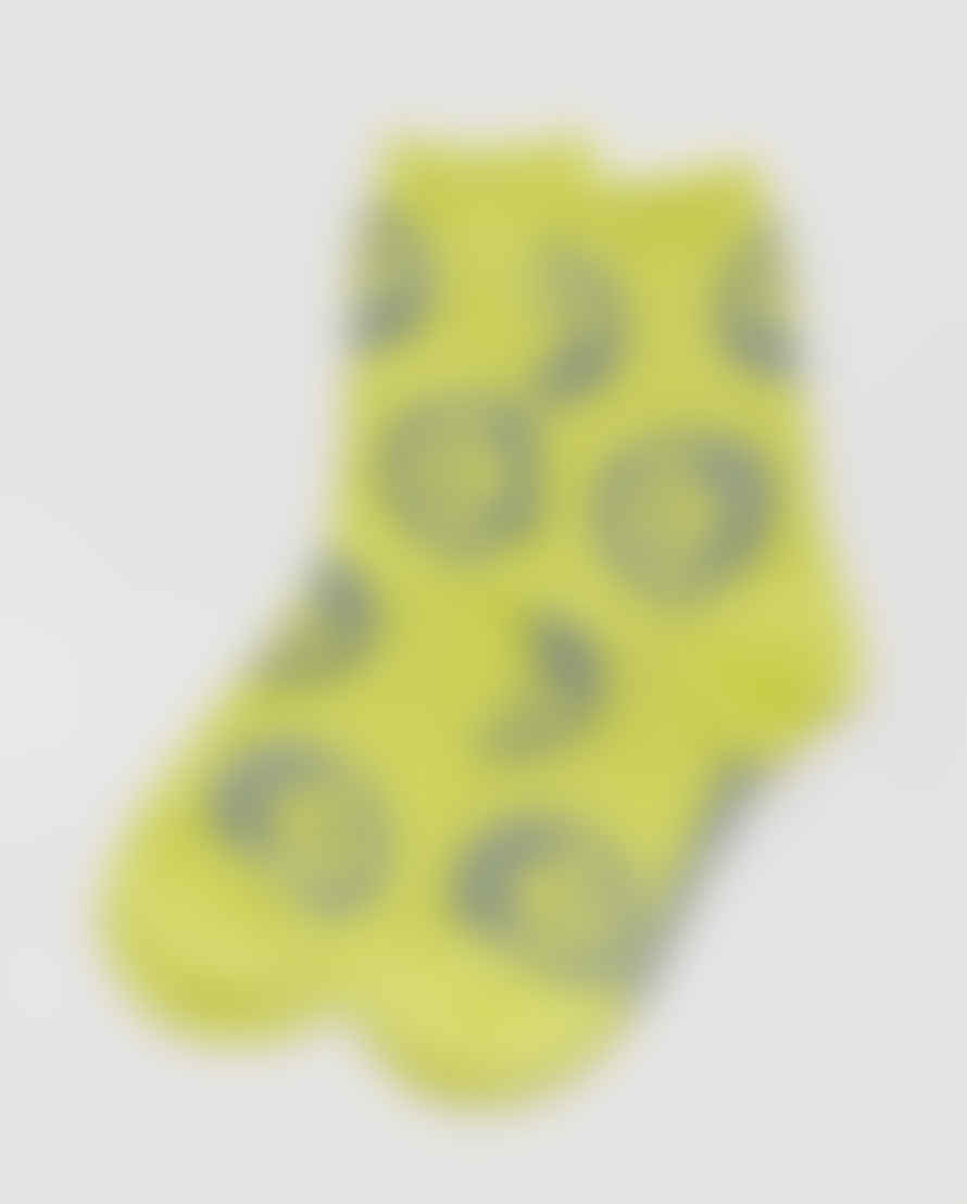 Baggu Crew Sock - Citron Smiley