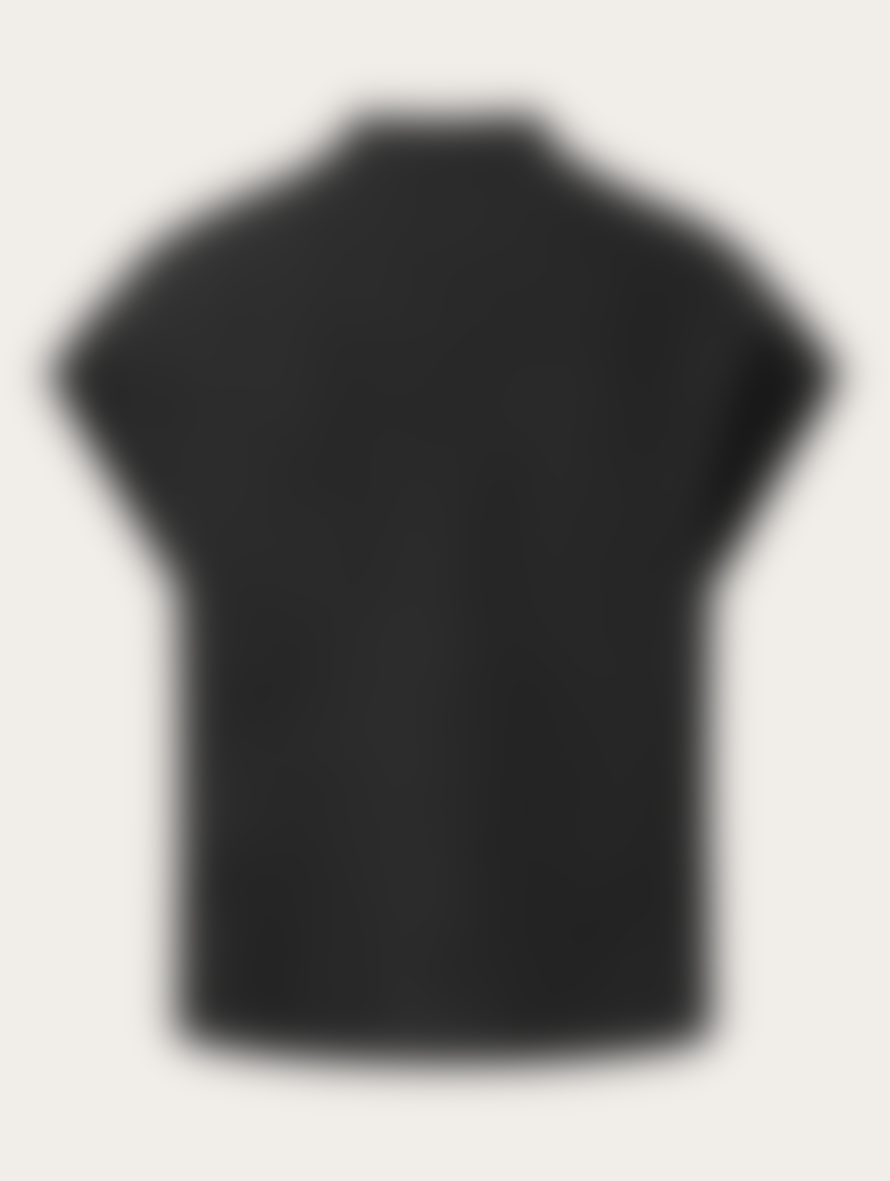 Knowledge Cotton Apparel  2090005 Collar Stand Short Sleeve Linen Shirt Black Jet