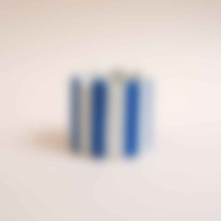 Hello Marilu Small Stripy Scalloped Pot - Choose Your Colours: Warm White / Blue