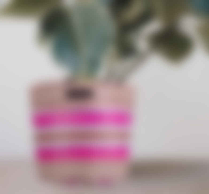 British Colour Standard Stripy Plant Pot Cover - Large Pinks