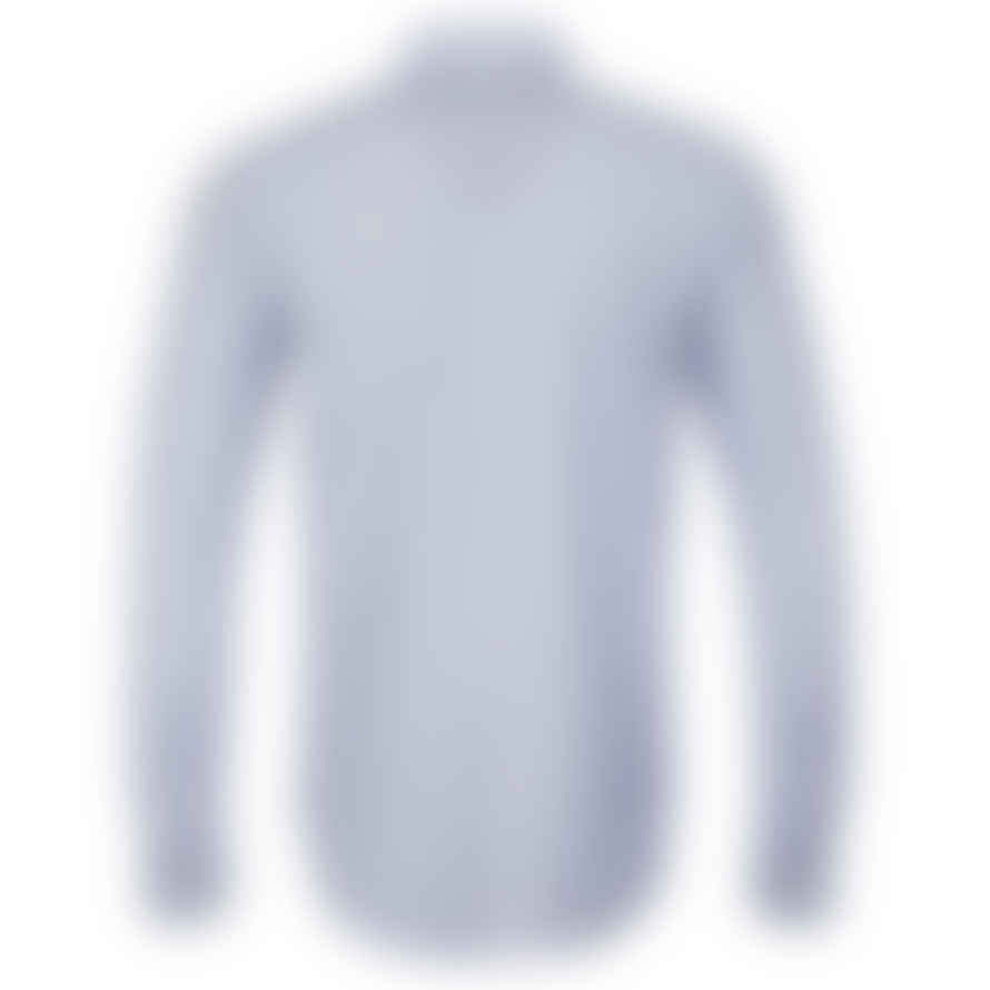 Canali Blue Striped Slim Fit Linen and Cotton Blend Shirt Gn03113l777 301