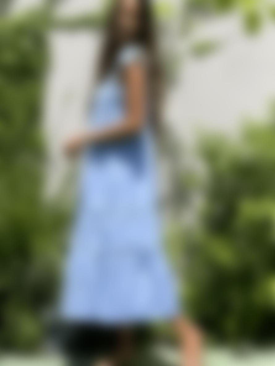 Rose and Rose Marina Blue Flower Embroidered Sun Dress