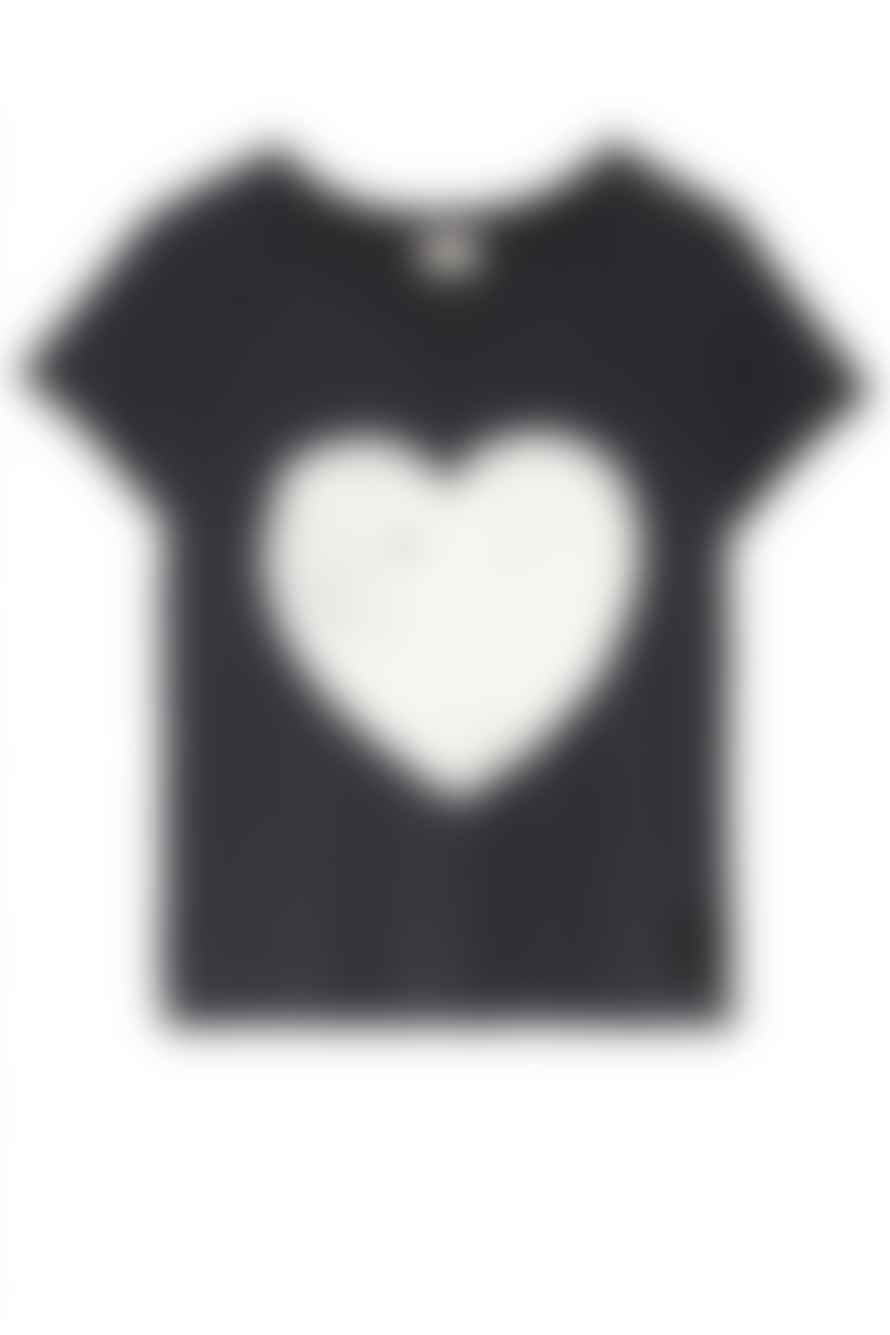 Five Jeans T-shirt In Carbon With Cream Heart