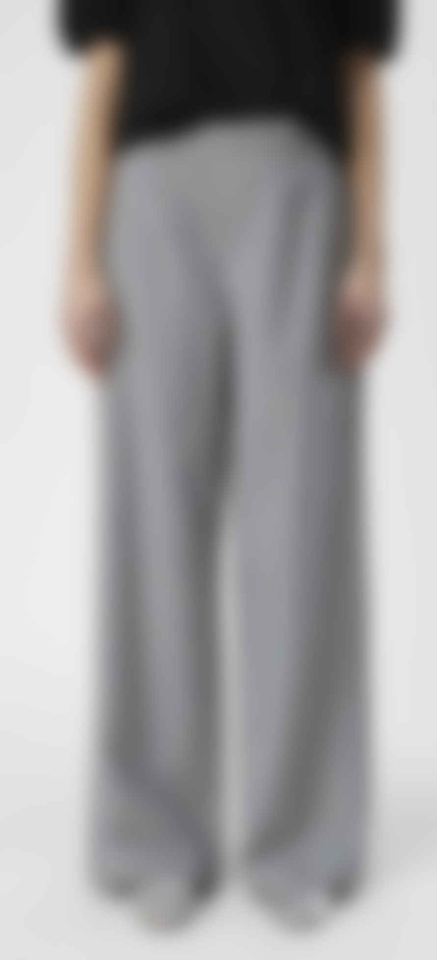 Anorak Object Lisa Wide Leg Long Jeans Grey White Stripe