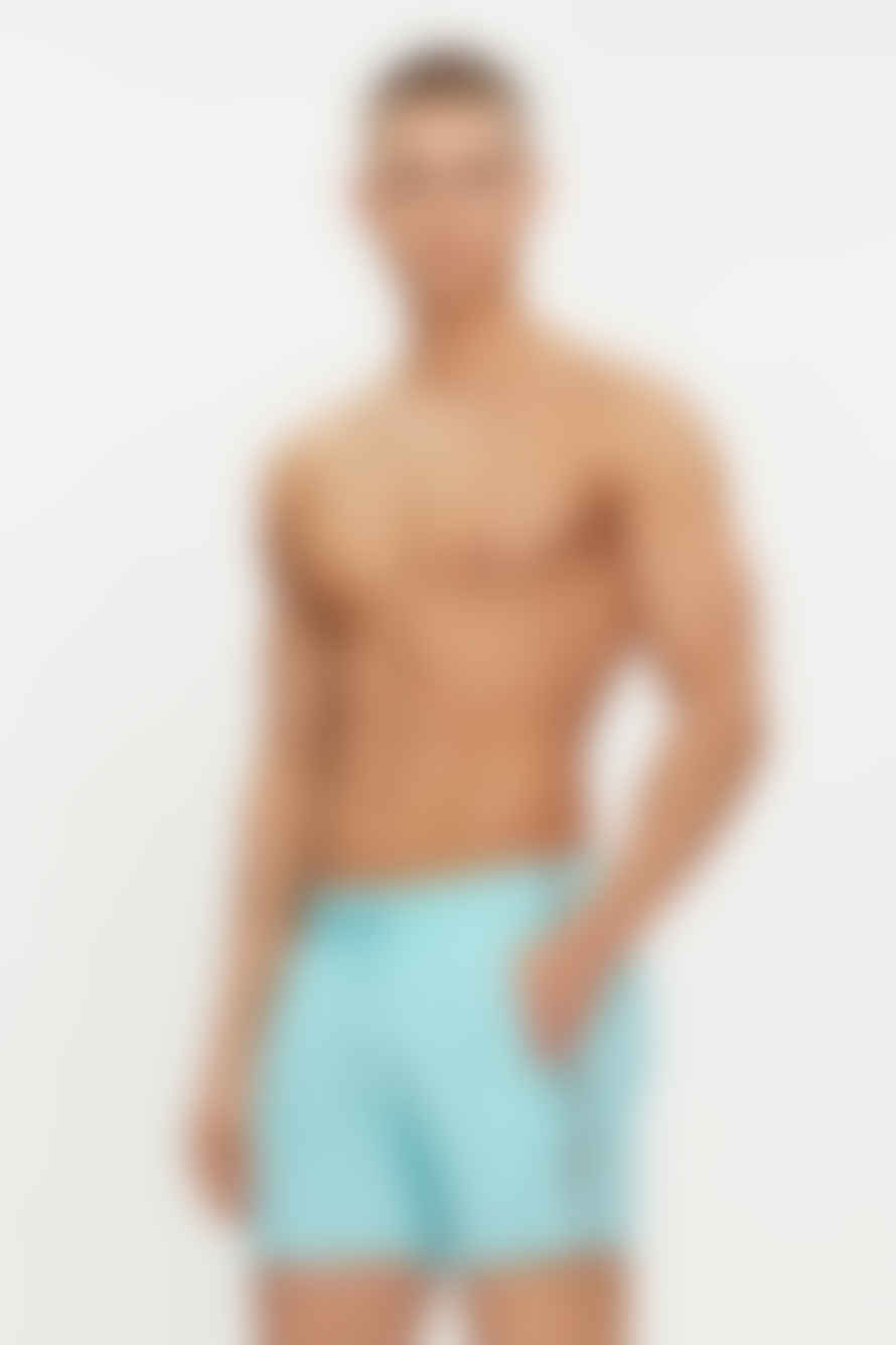 Hugo Boss Iconic Swim Shorts with Stripe Detail In Turquoise/Aqua 50491594 442