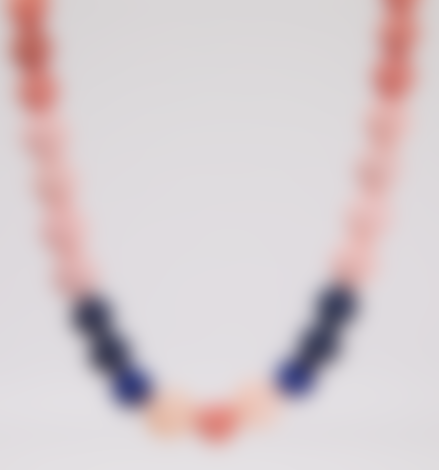 HN Pink Mashan Jade, Sunstone & Navy Beaded Necklace