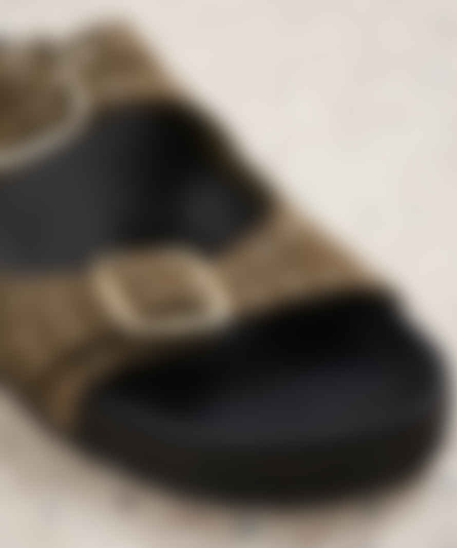 Hartford Ebony Leather Sandals - Army