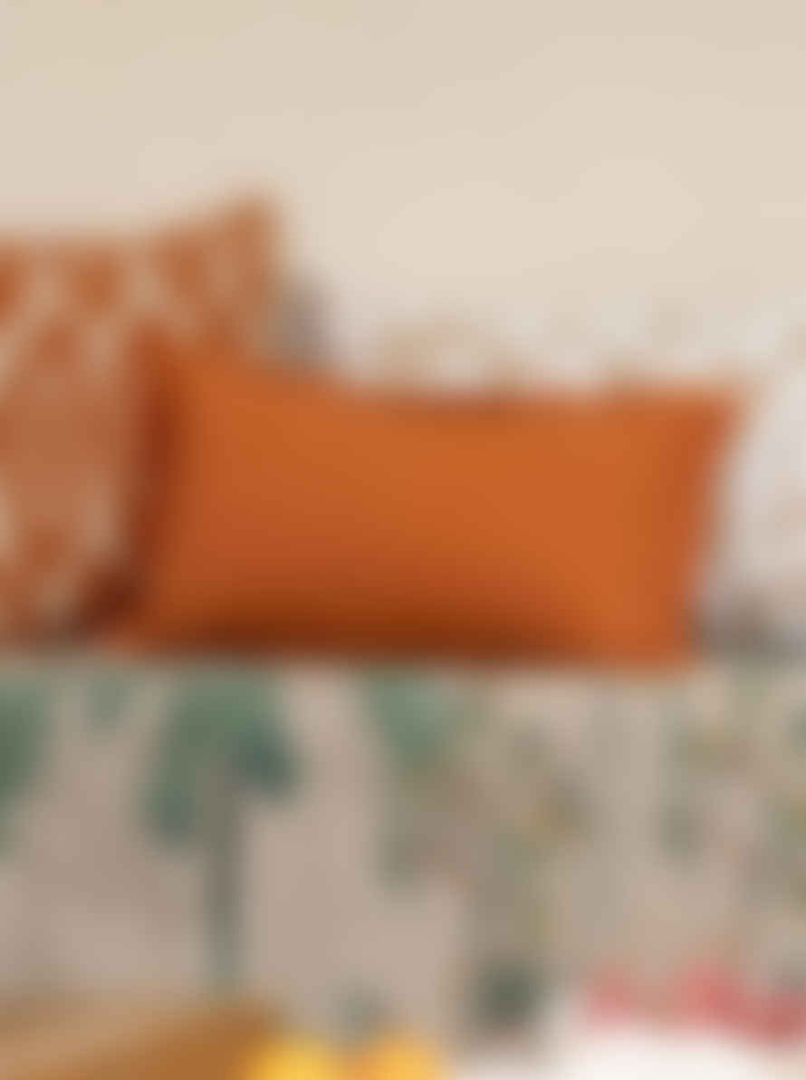 Viva Raise Laly Linen & Cotton Plain Cushion In Copper - 30x50cm