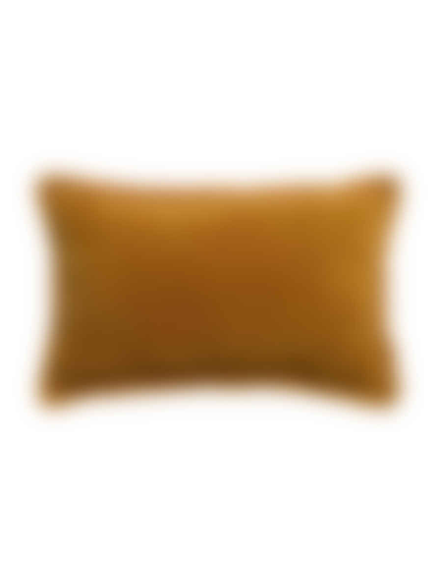 Viva Raise Fara Saffron Fringed Velvet Cushion - 30x50cm