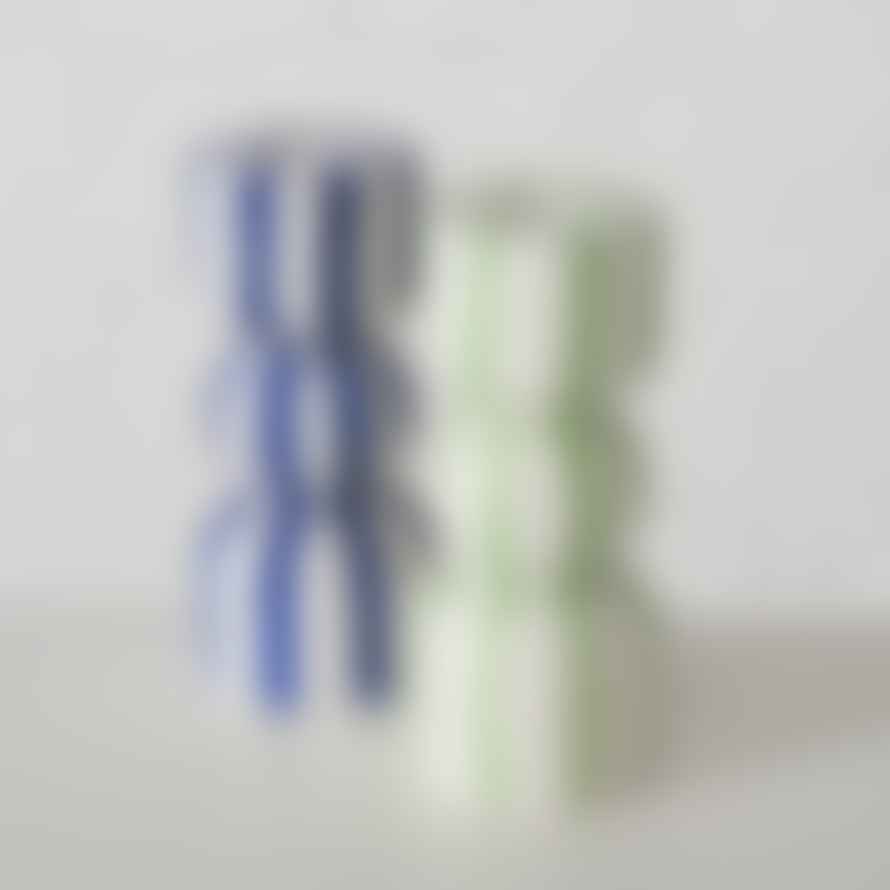 &Quirky Colour Pop Tall Ninara Striped Candle Holder : Blue or Green