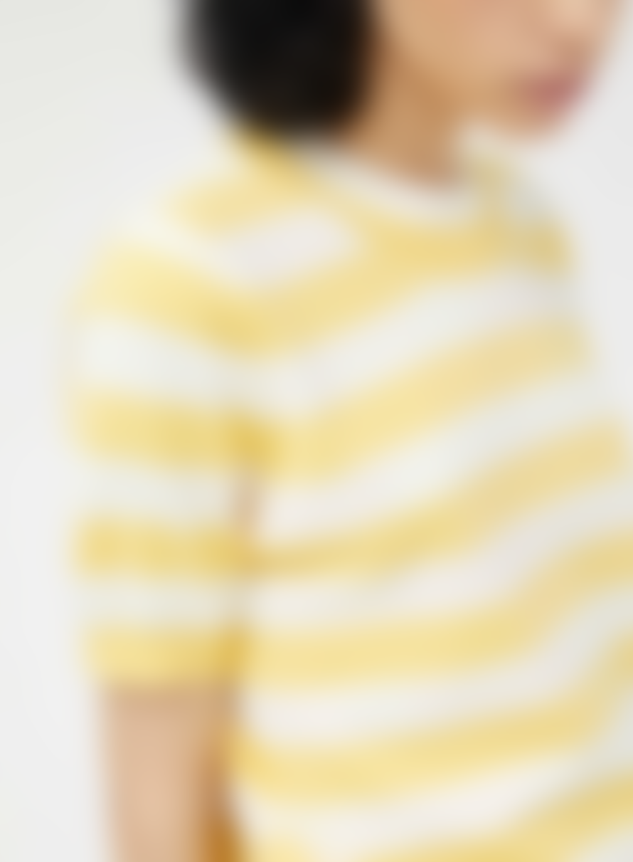 Compania Fantastica Knitted T-shirt In Yellow & White Stripes From