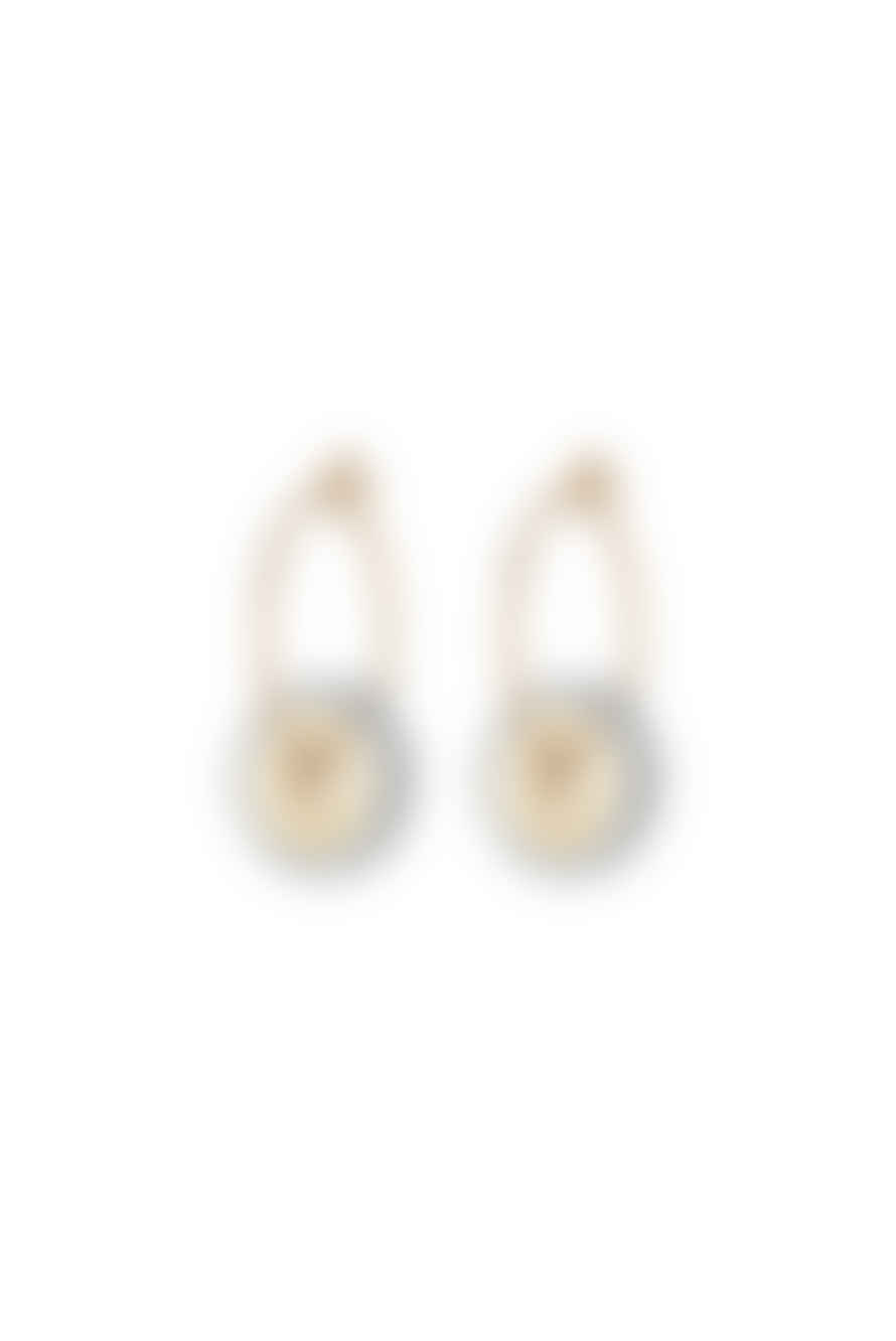 One & Eight White Etta Gold Hoop Earrings