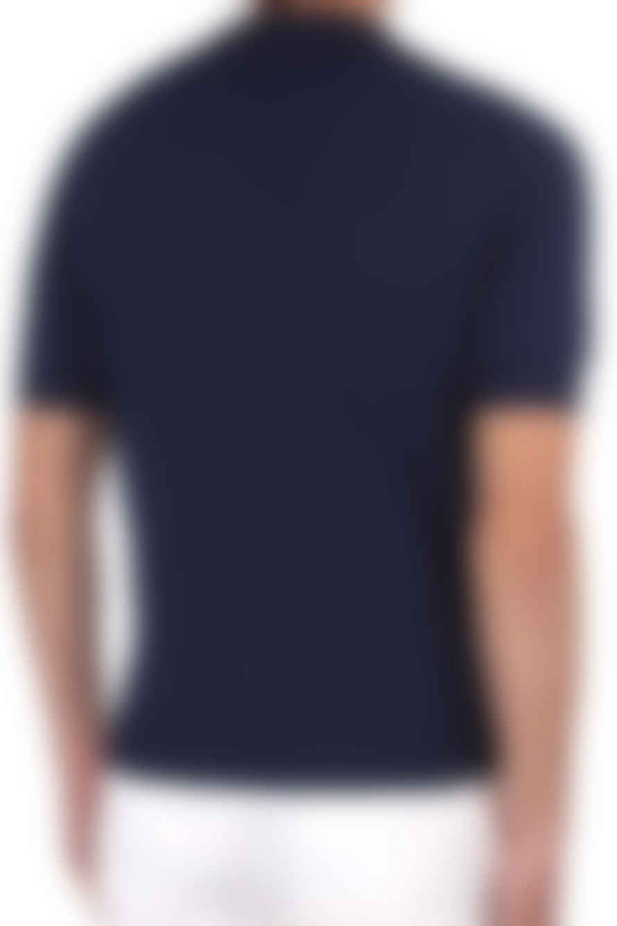 FILIPPO DE LAURENTIIS - Dark Blue Lightweight Crepe Cotton Short Sleeve Knitted T-shirt