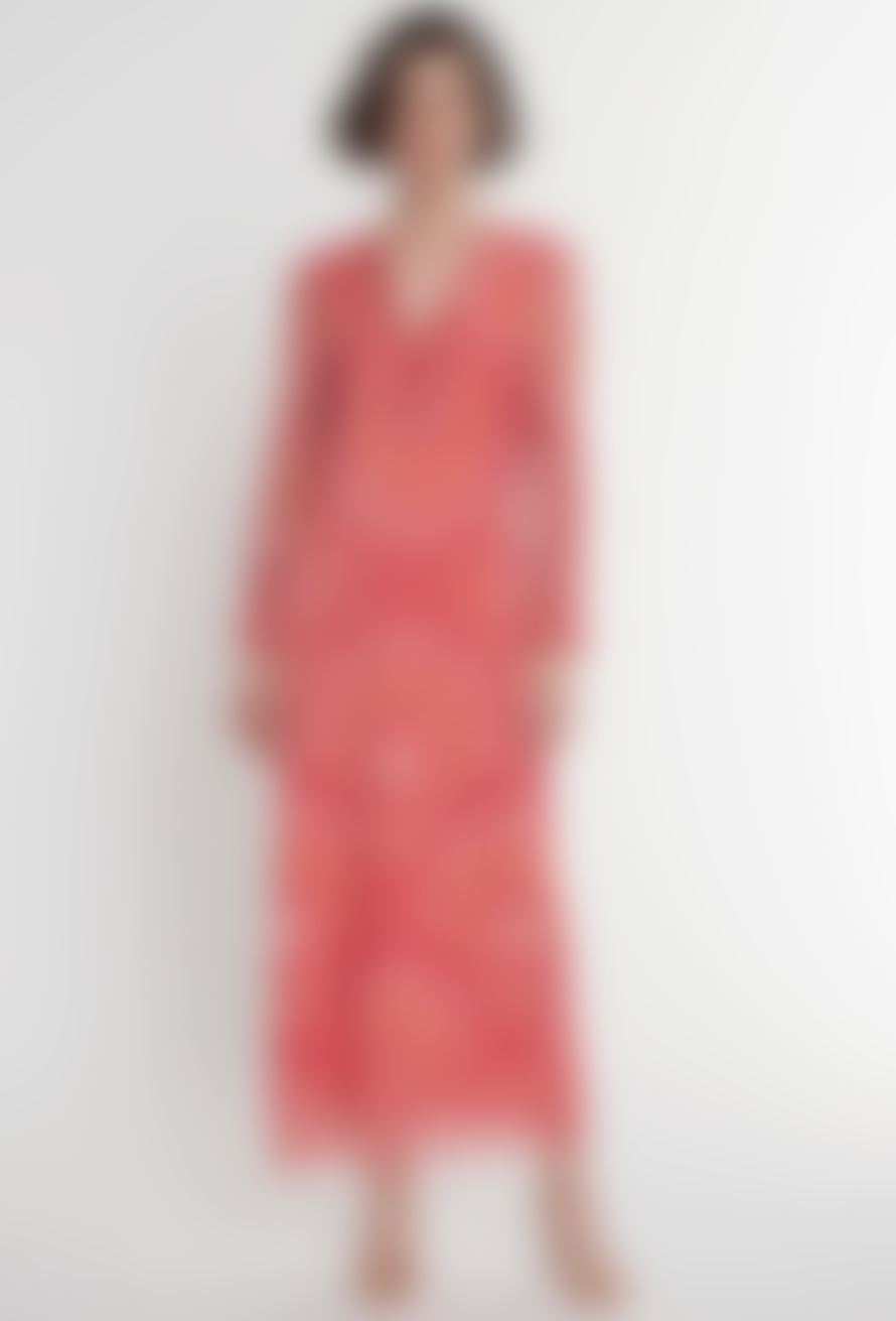 Ana Alzacer Maxi Dress In Original Red With Sleeves