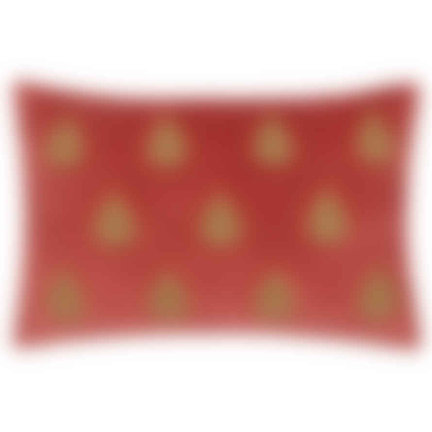 Riva Home Red Velvet Embroidered Cushion