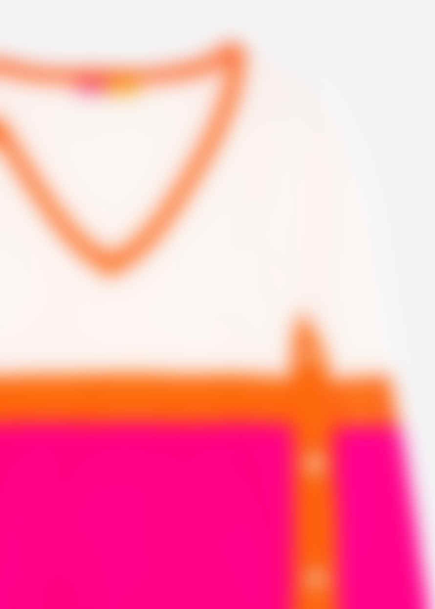 Vilagallo Colour Block Sweater - Ecru, Pink & Orange
