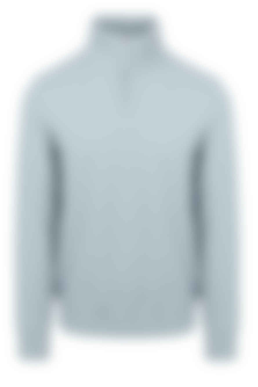 Gant - Waffle Texture Half Zip Sweater In Dove Blue 2026046 474