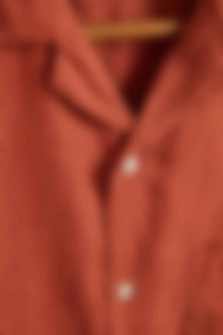  Portuguese Flannel Terracota Linen Camp Collar Shirt