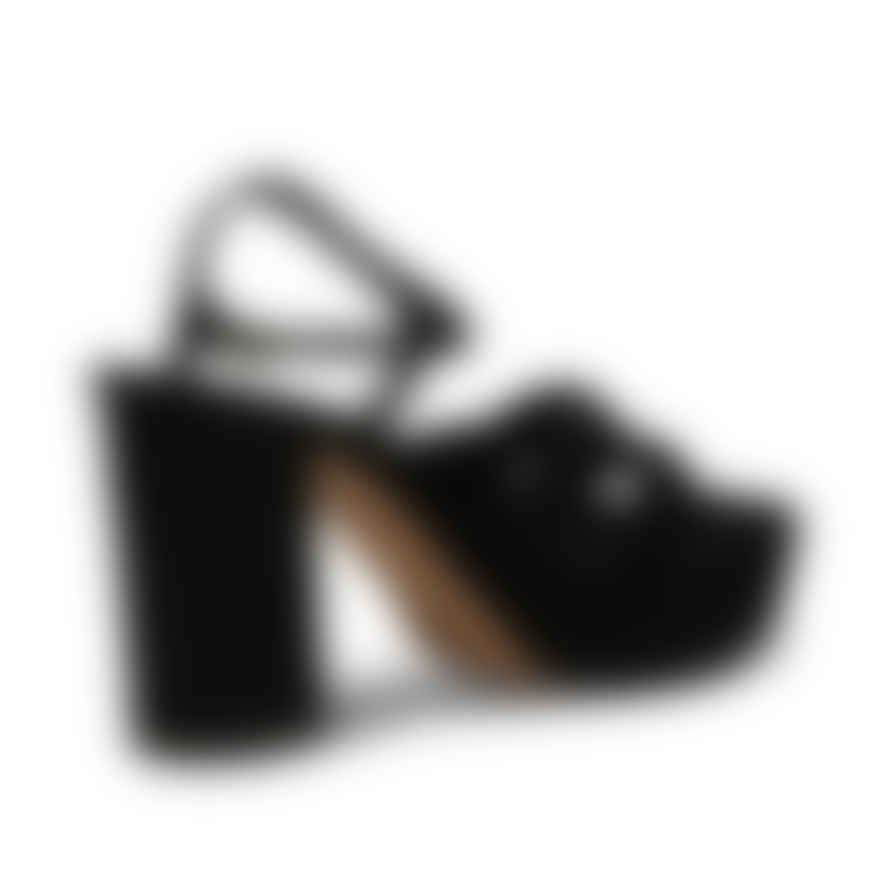 Shoe The Bear Nova Strap Suede Platform Heels - Black