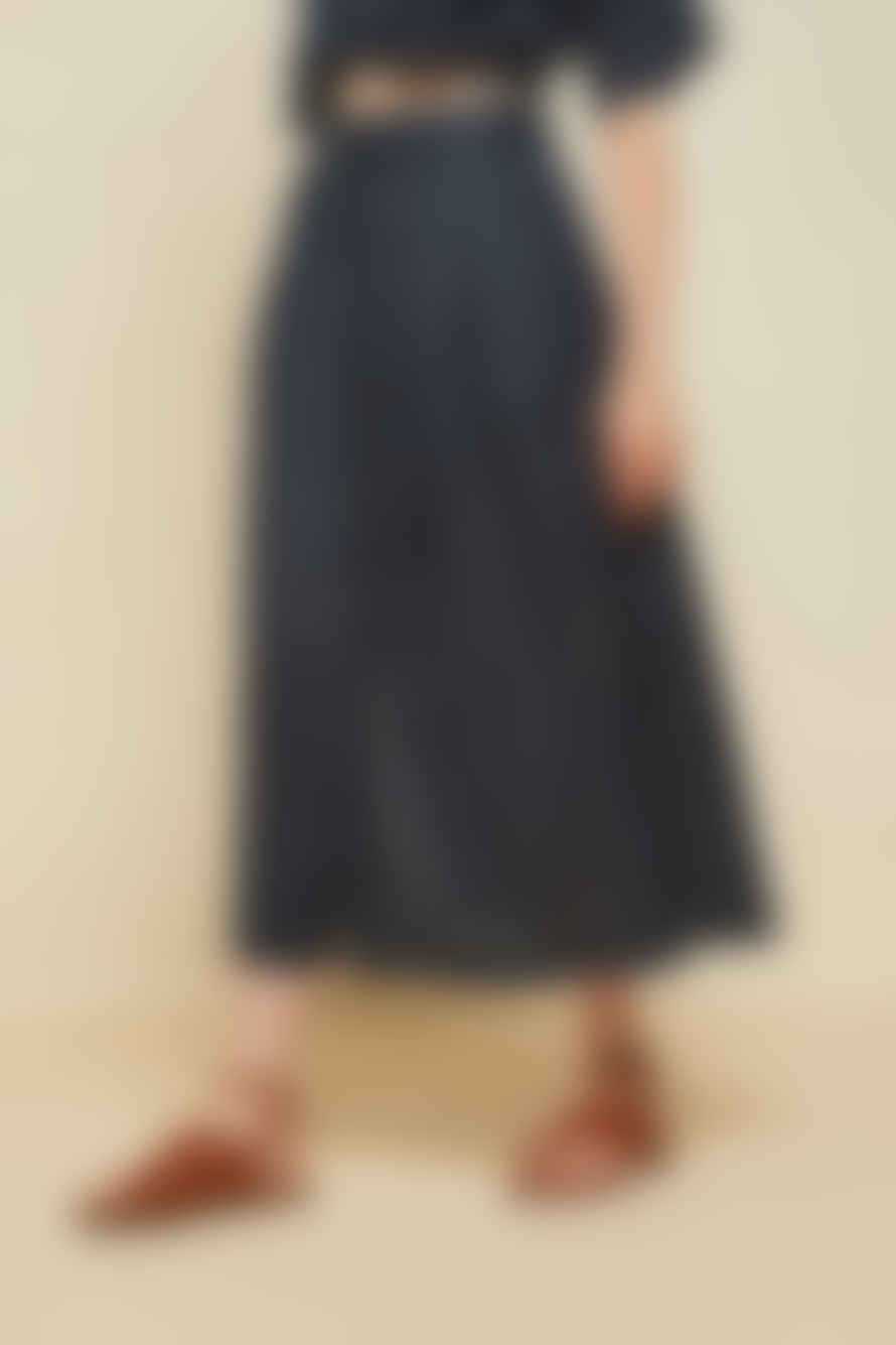 Ottod'Ame  Linen Long Skirt - Navy