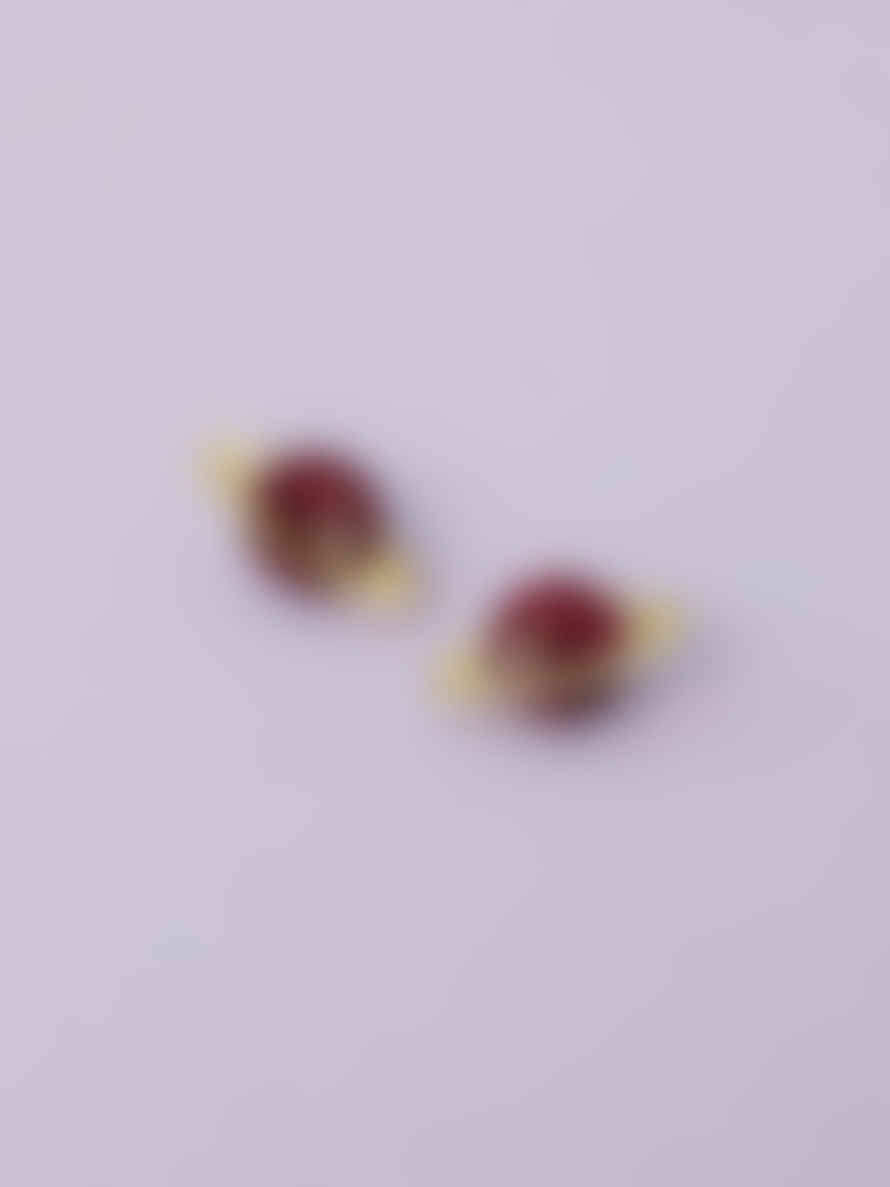 Wolf & Moon Saturn Stud Earrings In Cherry