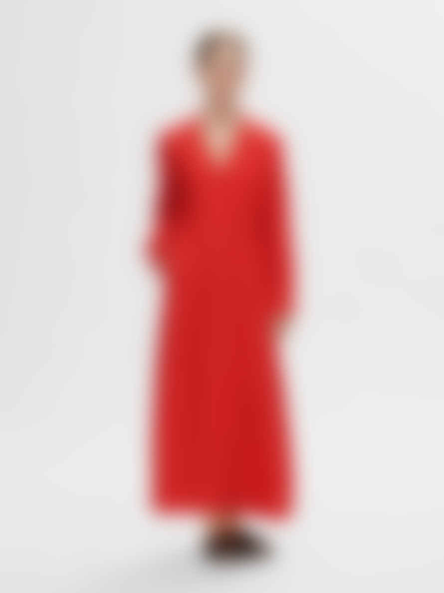 Selected Femme Lyra Maxi Shirt Dress - Flame Scarlet