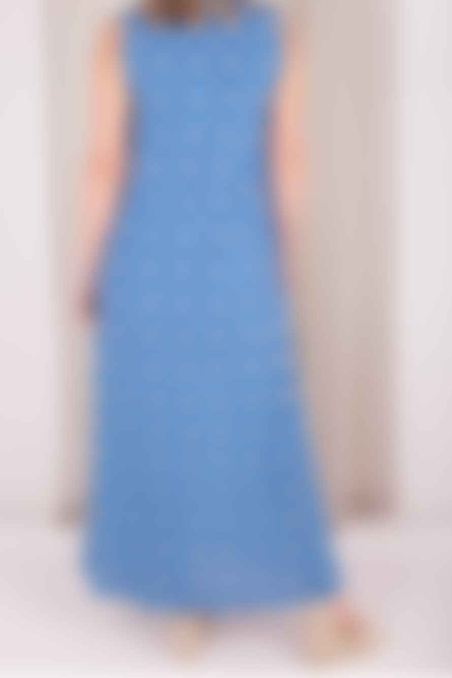 Rosso35 Printed Sleeveless Maxi Dress In Blue