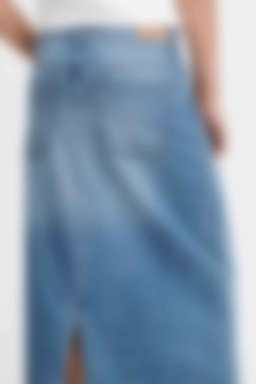 ICHI Twiggy Denim Maxi Skirt-light Blue-20121394