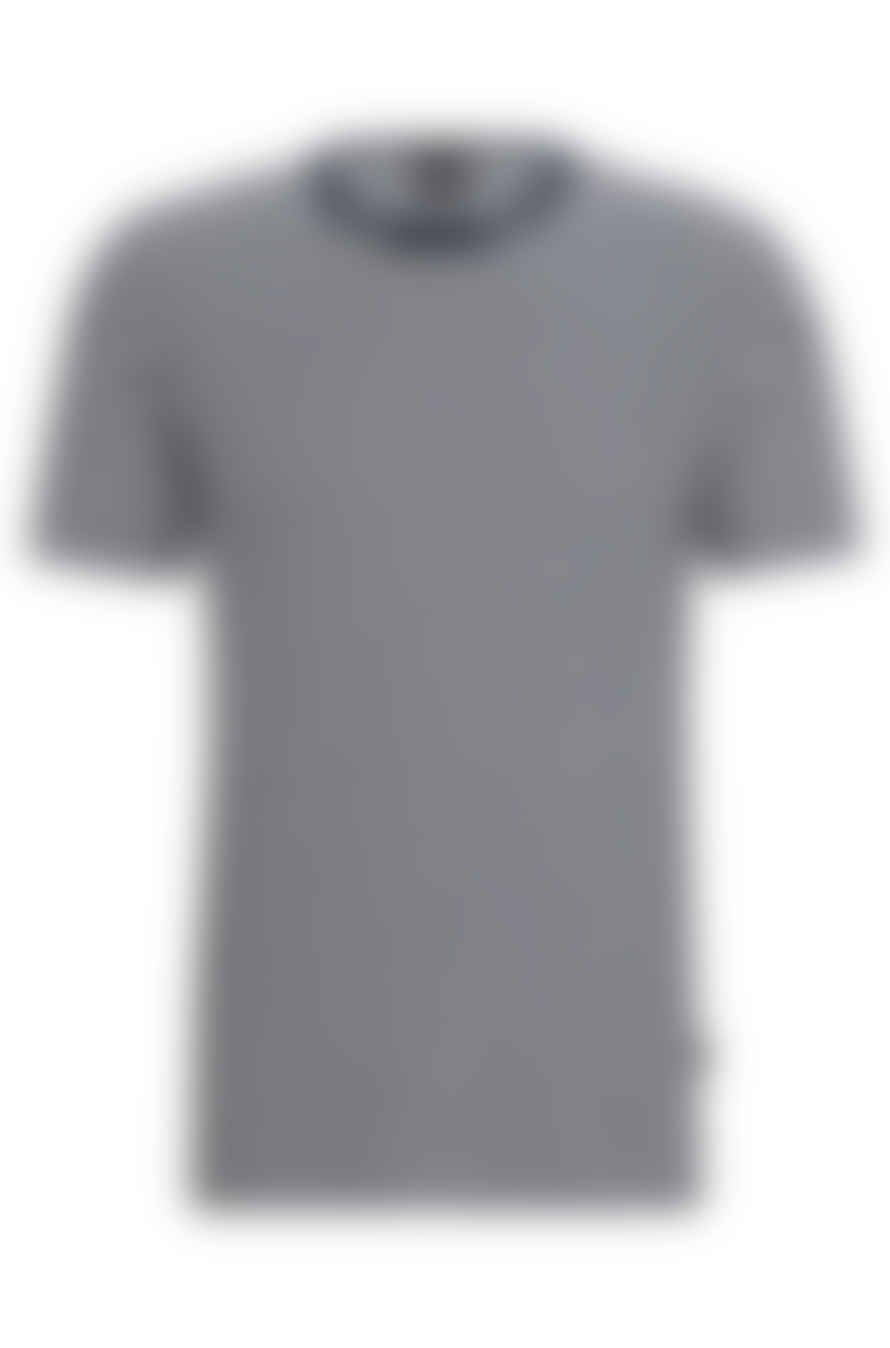 Hugo Boss Boss - Tiburt 457 Dark Blue Cotton And Linen Striped T-shirt 50513401 404