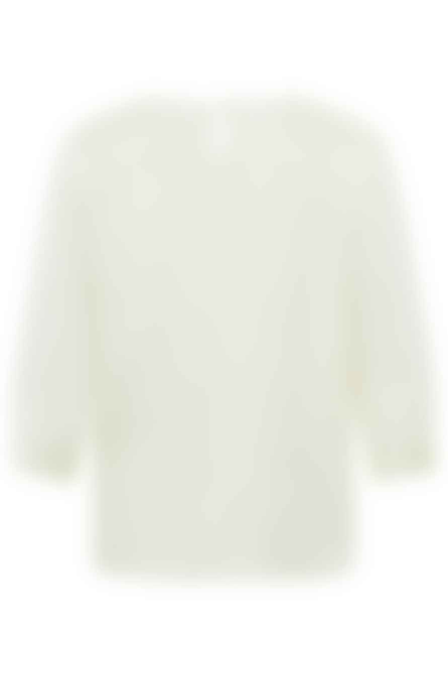 Yaya Jacquard Top With 3-4 Length Sleeves | Ivory-white