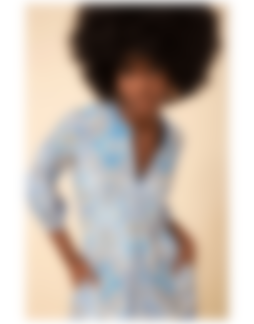 HALEBOB Halebob Blue Floral Print Single Pleat Crop Sleeve Short Dress Size: S