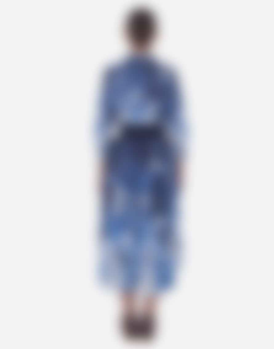 Sara Roka Sara Roka Elenat Abstract Floral Midi Dress With Belt Col: 190 Blue/wh