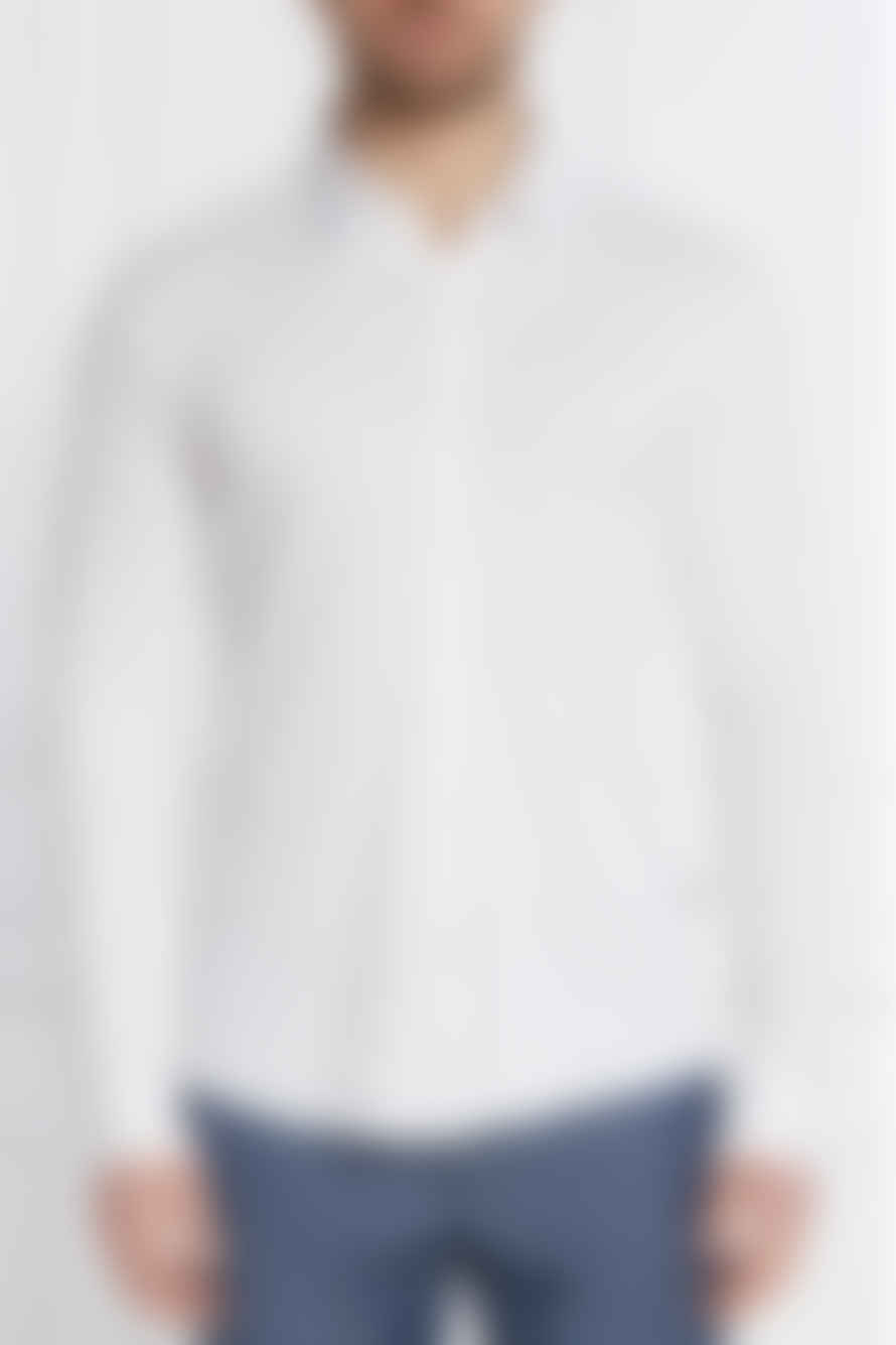 Hugo Boss Boss - S-roan-kent - White Jersey Stretch Cotton Shirt 50513759 100