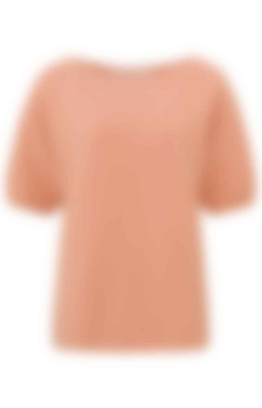 Yaya Sweater With Boatneck & Short Balloon Sleeves | Dusty Coral Orange