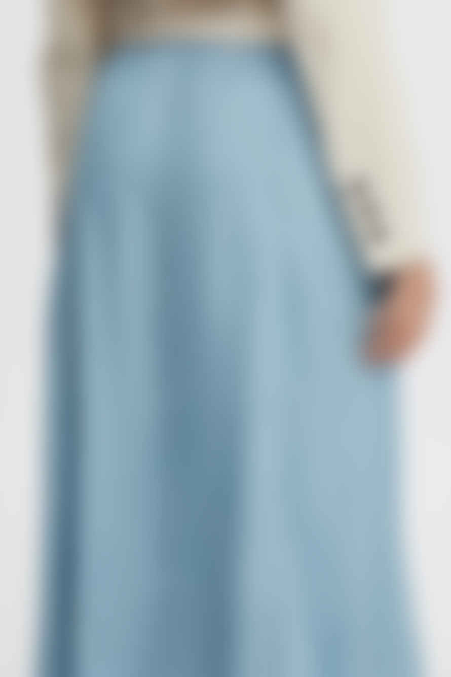 b.young Lana Long Skirt 3 In Light Blue Denim