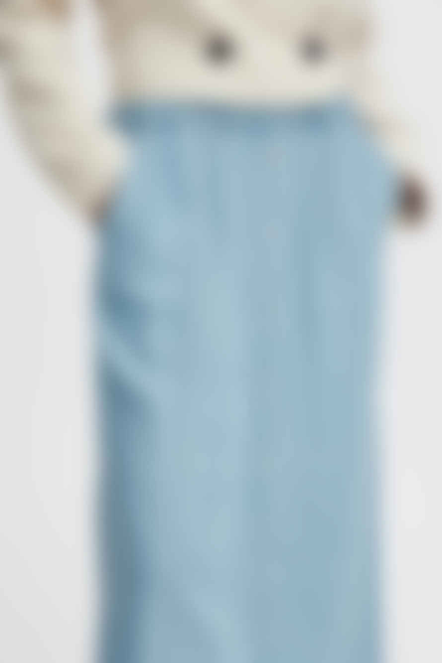 b.young Lana Long Skirt 3 In Light Blue Denim