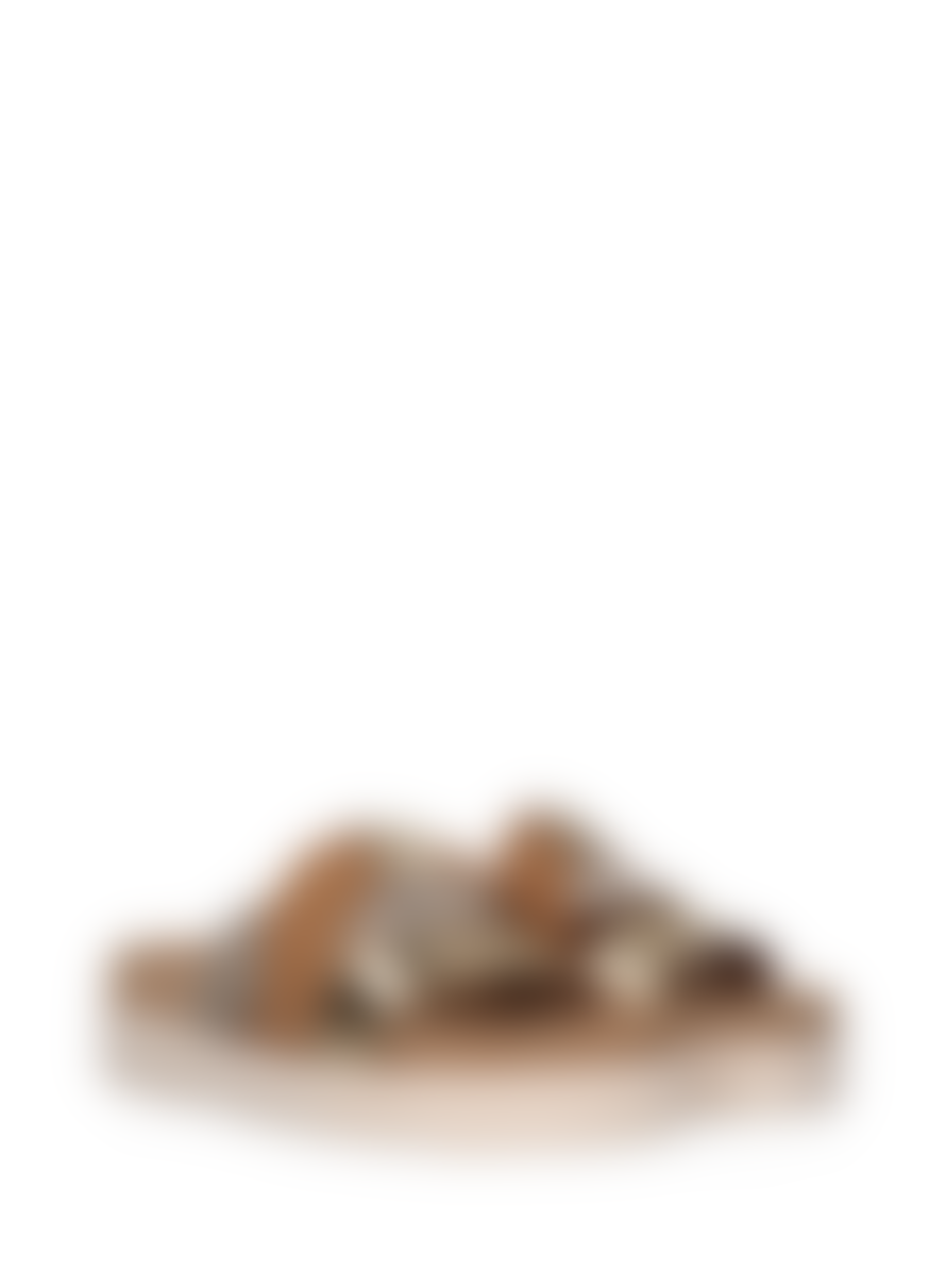 Maruti  Bari Leather Sandals In Gold Pixel Off White Sandalwood