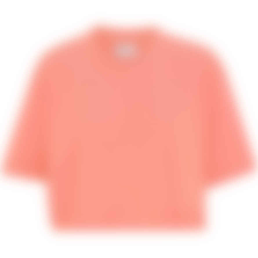 Colorful Standard Bright Coral Organic Boxy Crop T-shirt