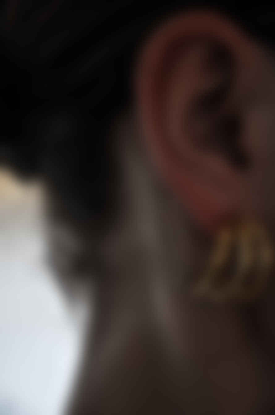 bon bon fistral 18k Gold Tripe Hoop Earrings