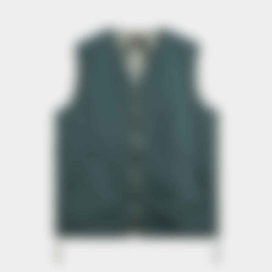 Taion Military Reversible V-neck Vest - Dark Sage Green