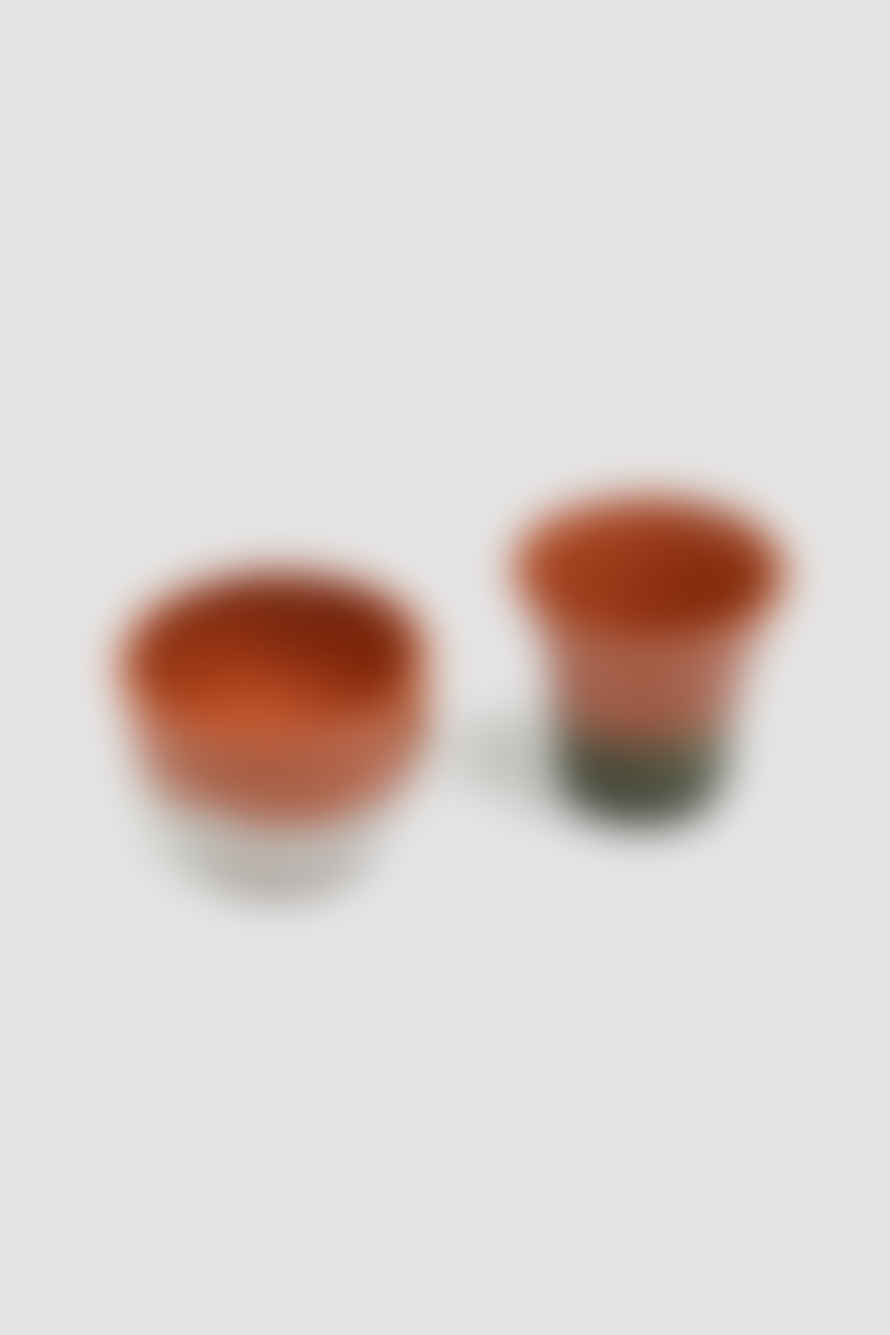 Cristaseya Anaphi Ceramic Set Of 2 Small Cups Ocher/beige/green